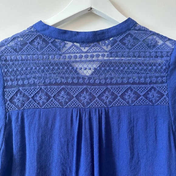 ⛱️ 2/20$  Mandee blue azul long shirt . 3/4 sleeves 100% coton - Picture 7 of 8